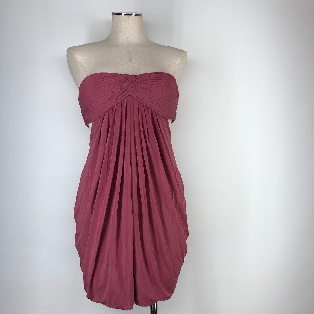 Sexy pink backless strapless drape cocktail dress